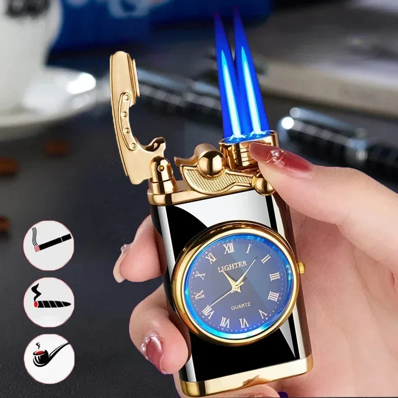 Double flame gas watch lighter